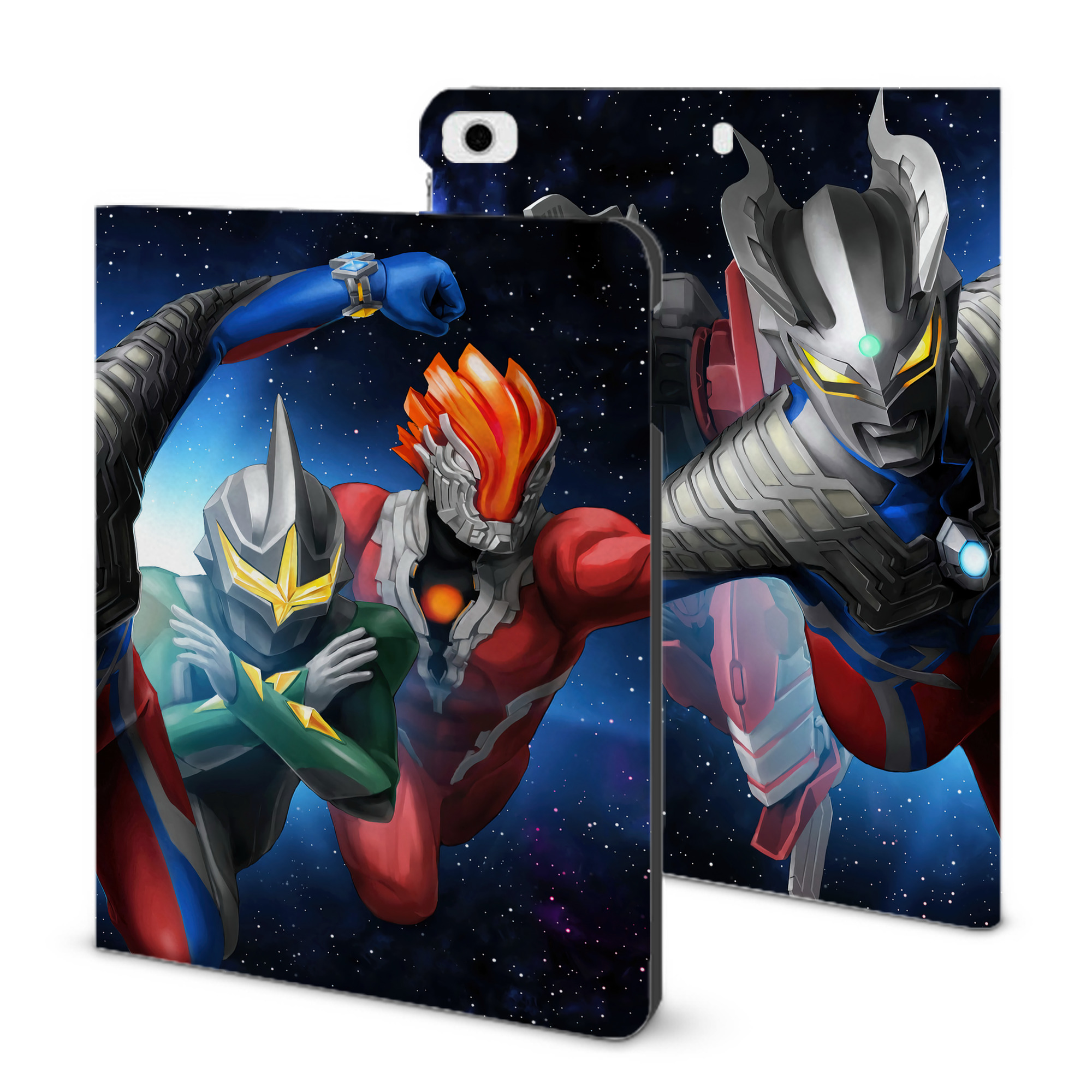 （画像用） ウルトラマン Ultraman IPad ケース ブック型 PUレザー TPU 耐衝撃 軽量 薄型 ペン収納なし 全面保護 IPad 各モデル対応